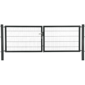 Verzinktes Doppeltor Premium mit Doppelstabmattenfüllung, 80x300 cm, für Gartenzäune.