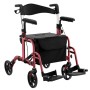Costway Rollator Faltbar & Leicht Gehhilfe 6-Fach Höhenverstellbar Rot
