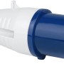3-poliger CEE Stecker (IP44) in Blau/Weiß für Autoanhänger und Camping.