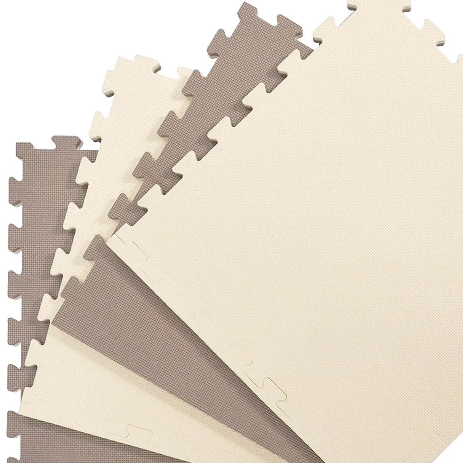 eyepower Kampfsportmatte mit Rand 63 x 63 x 2 cm 4er Set Beige