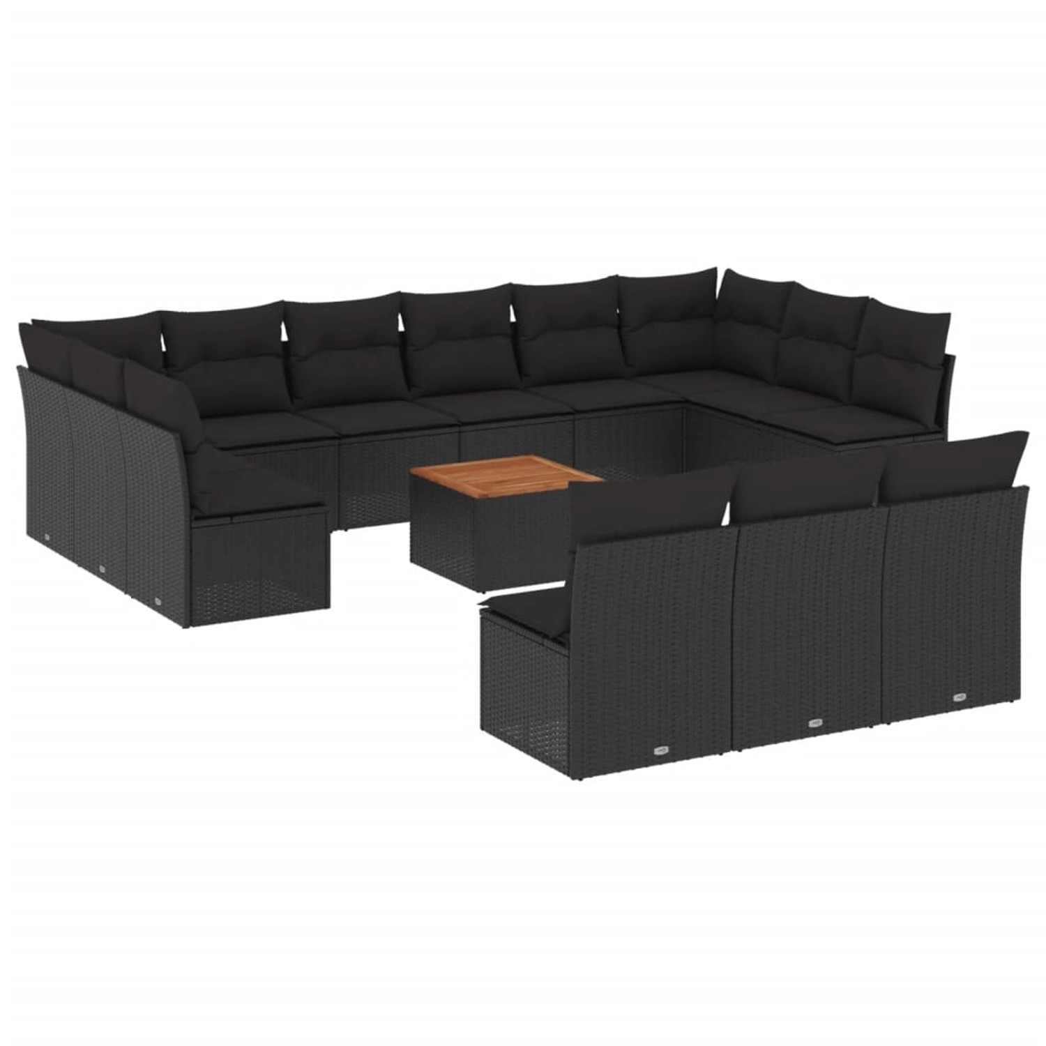 vidaXL 14-tlg Garten-Sofagarnitur mit Kissen Schwarz Poly Rattan Modell 17 günstig online kaufen