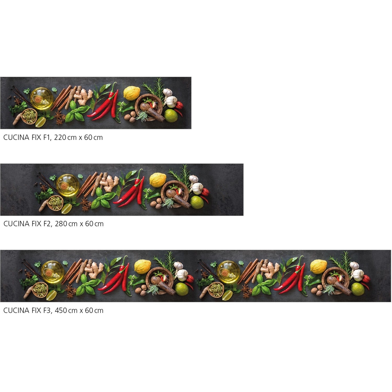 Myspotti Küchenrückwandfolie Fresh Spice mit Gewürzen, Kräutern und Chili.