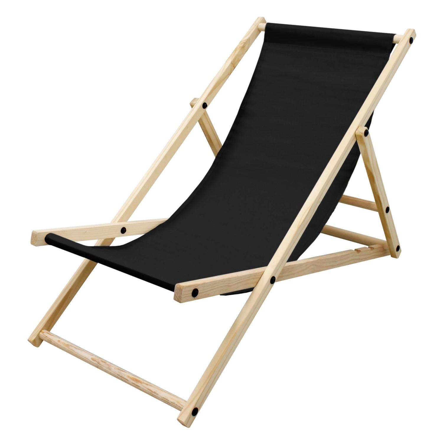 ECD Germany Liegestuhl Klappbar aus Holz 3 Liegepositionen bis 120 kg Schwarz