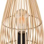 Globo Tischlampe Laglio: Naturfarbene Design-Tischleuchte aus Bambus und Hanf mit schwarzem Metallsockel.