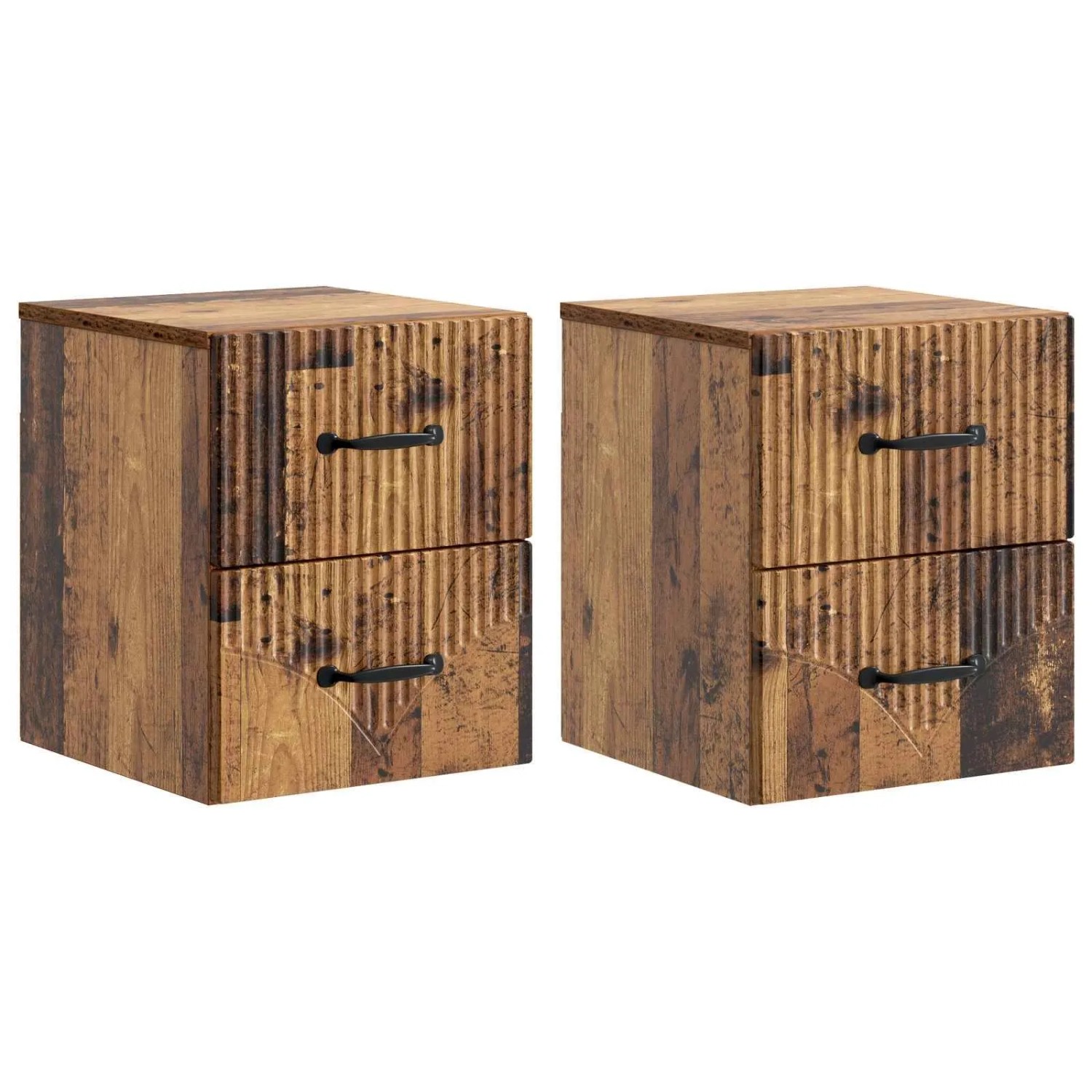 vidaXL Wandmontierter Nachttisch 2 Stk Altholz 34,5 x 33 x 40 cm 898992