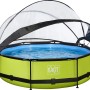 EXIT Lime Pool, grüner Stahlrahmenpool ø 300 cm mit Filterpumpe und Abdeckung.