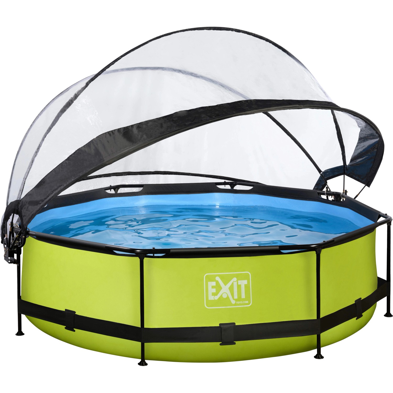 EXIT Lime Pool, grüner Stahlrahmenpool ø 300 cm mit Filterpumpe und Abdeckung.
