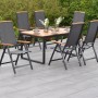Merxx Gartenmöbelset Siena, 7-teilig: Ausziehtisch und 6 Klappsessel mit Akazienholz-Applikationen.