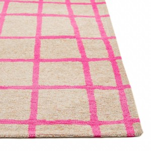 Lola&Moi Teppich Hot Pink Rose, 80x150cm, mit pinkfarbenem Gittermuster.