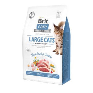 Brit Care Katzenfutter Adult Large Breed, Ente & Huhn, 400g. Trockenfutter für große Katzenrassen.