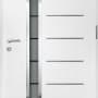 Weiße Splendoor Thermospace Haustür Berlin Prime mit Glaseinsatz und Edelstahlapplikationen.