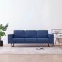 Blaues 3-Sitzer Sofa (vidaXL) aus Stoff mit Holzfüßen.