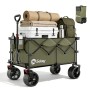 Sekey XXL Bollerwagen, faltbar, olivgrün, mit All-Terrain-Rädern und Campingausrüstung.