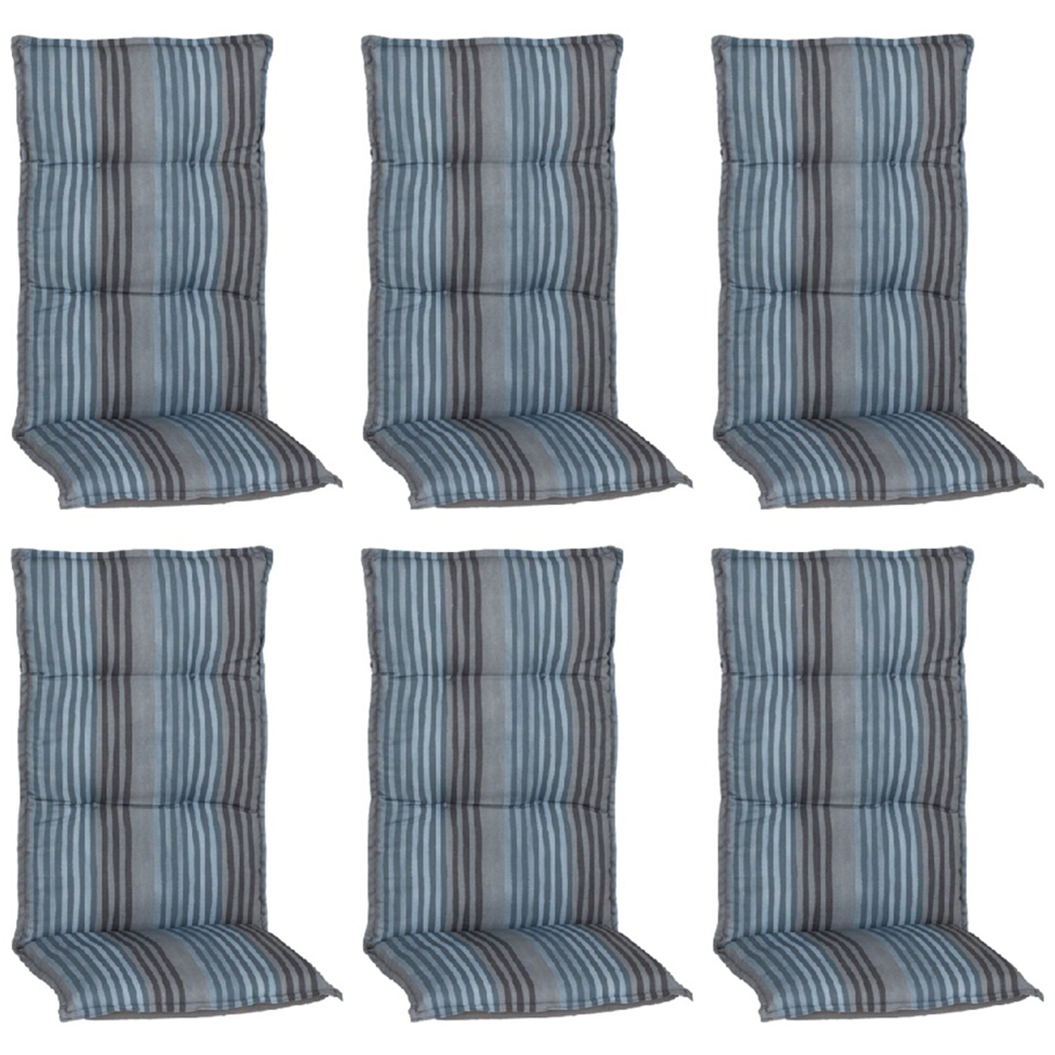 Beo Sitzauflage Hochlehner Tissa 6er-Set Blau-Grau günstig online kaufen