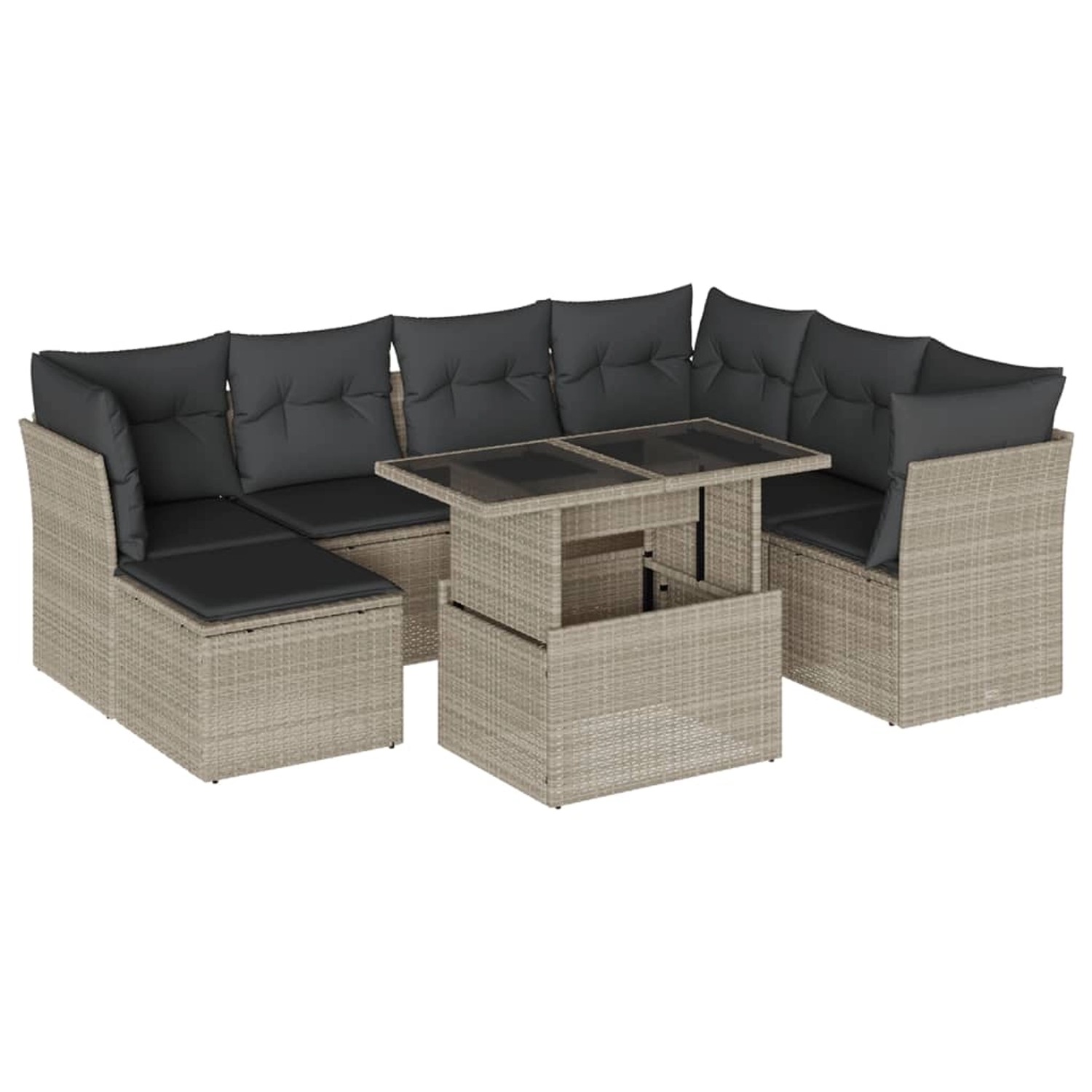 vidaXL 8-Tlg Garten-Sofagarnitur mit Kissen Hellgrau Poly Rattan 3266762 günstig online kaufen