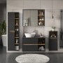 4-teiliges Badmöbel-Set Viola in Anthrazit/Eiche mit Spiegelschrank, Waschbeckenunterschrank, Midischrank und Hochschrank.