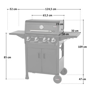 TAINO BRANDO 4+1 Gasgrill 4 Brenner Seitenkocher BBQ Grillwagen Gasgriller
