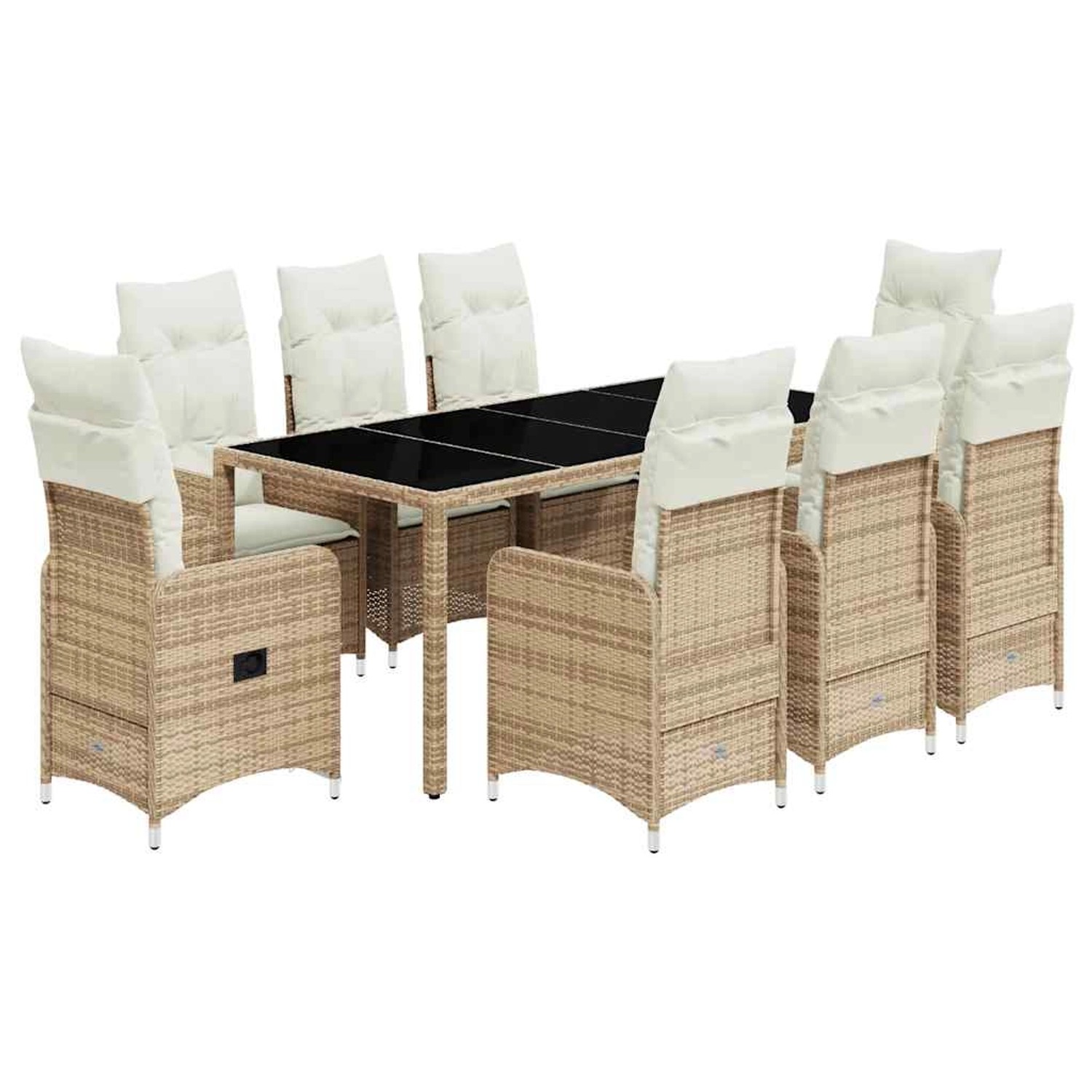 vidaXL 9-Tlg Garten-Bistro-Set mit Kissen Beige Poly Rattan 3277103 günstig online kaufen
