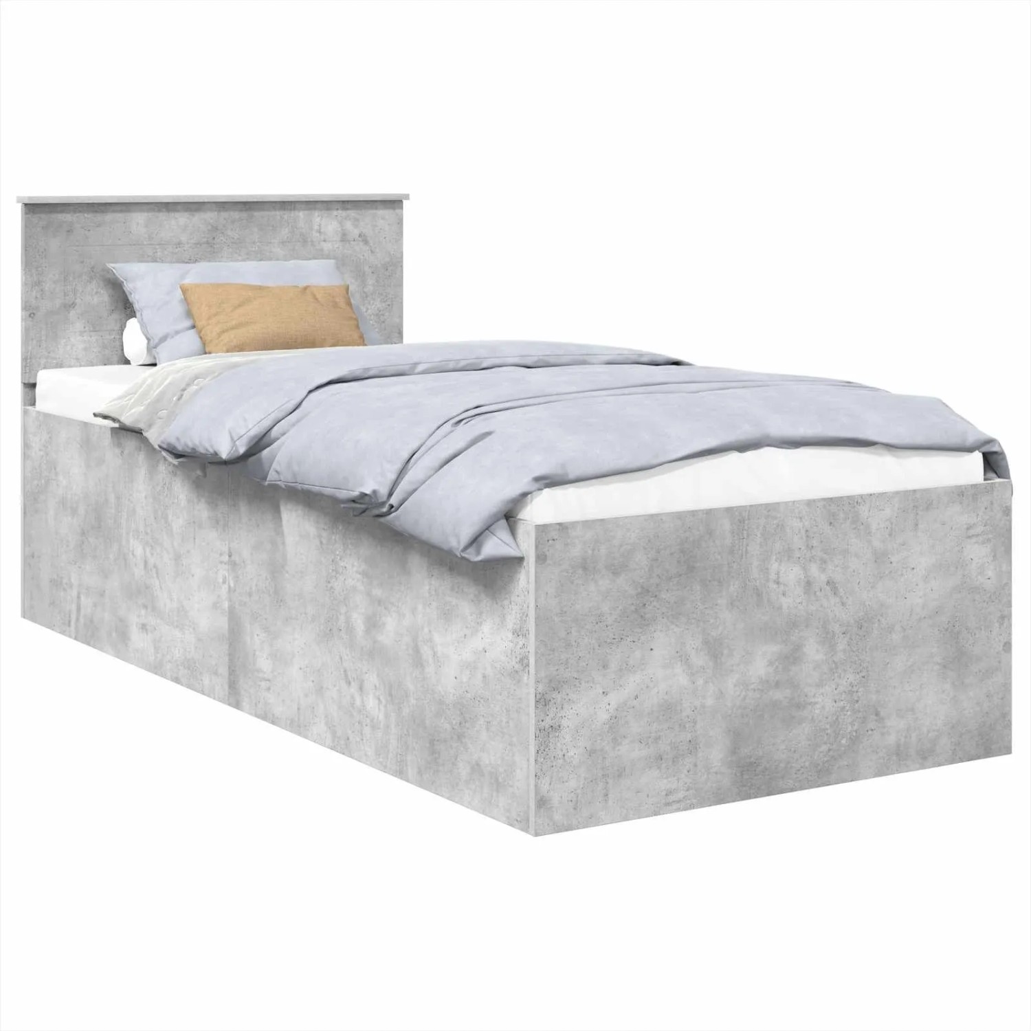 vidaXL Bettrahmen mit Kopfteil Beton Grau 90 x 190 cm Holzwerkstoff 3408616