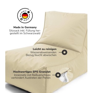 Beiger mokebo Sitzsack Sundowner, wasserabweisend, für Indoor & Outdoor.
