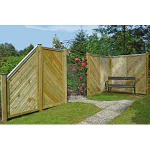 T & J Sichtschutzzaun Classic-Serie-Diagonal, 180x180 cm, kesseldruckimprägniert, im Garten.