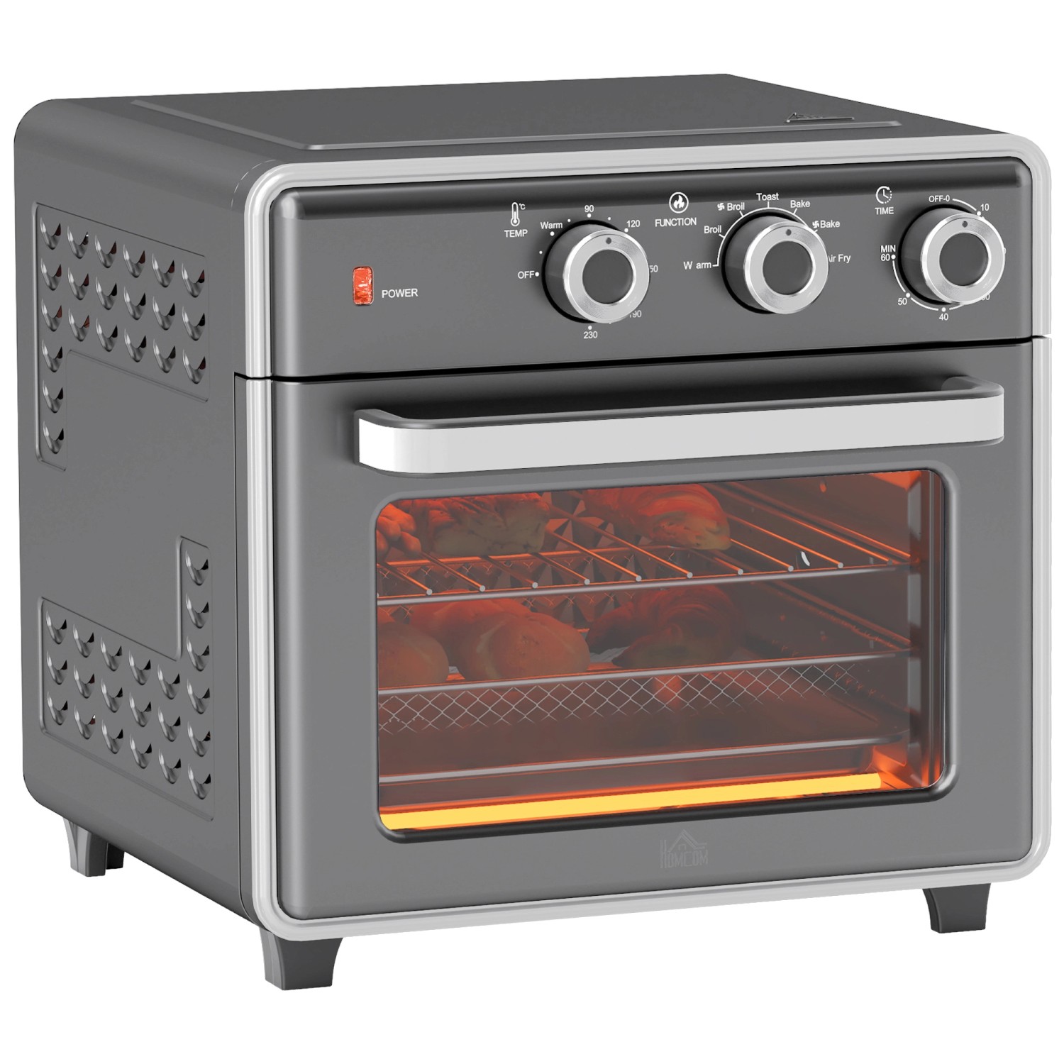 HOMCOM Minibackofen Stahl Kunststoff Grau Silber 36L x 37,7B x 34,5H cm günstig online kaufen