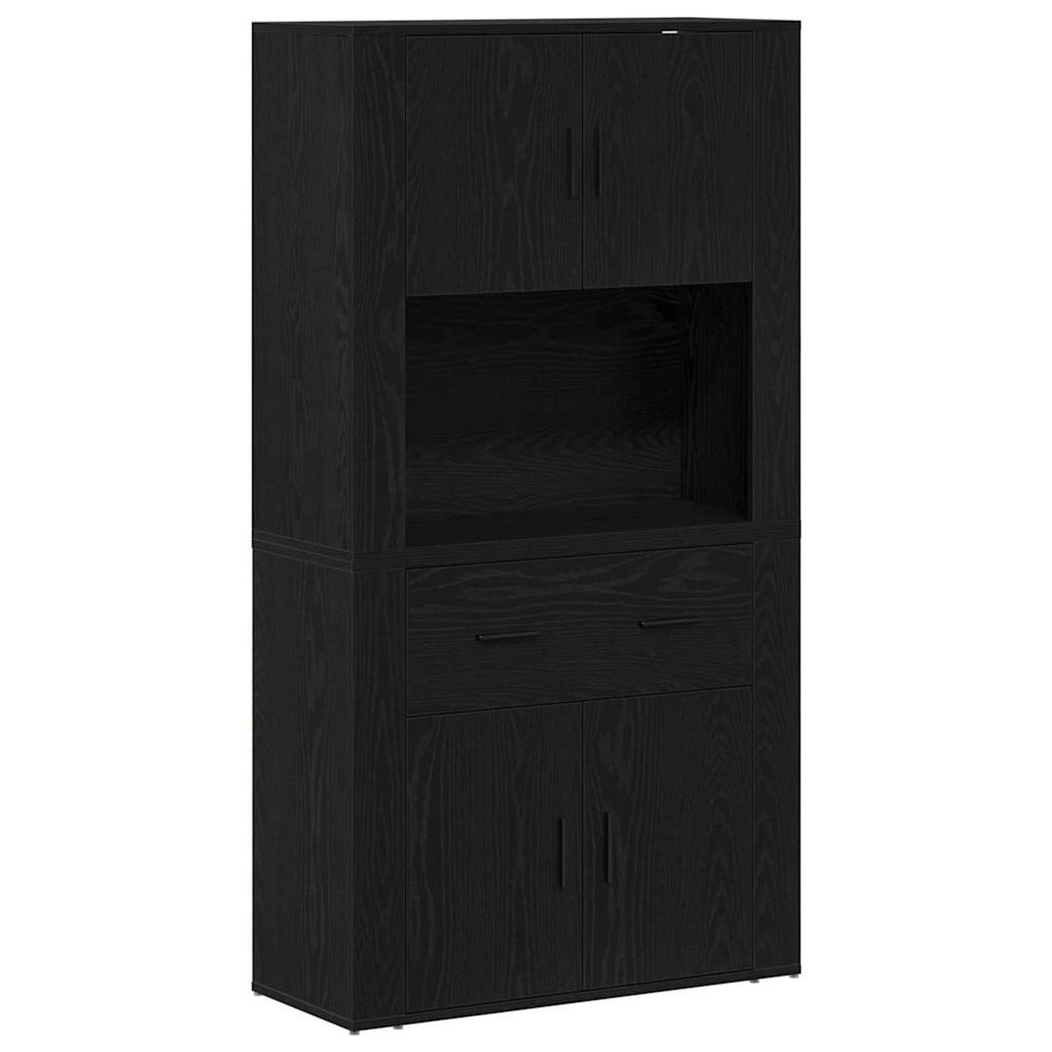 vidaXL Highboard Schwarz Eichen-Optik 80 x 33 x 150 cm Holzwerkstoff 333434 günstig online kaufen