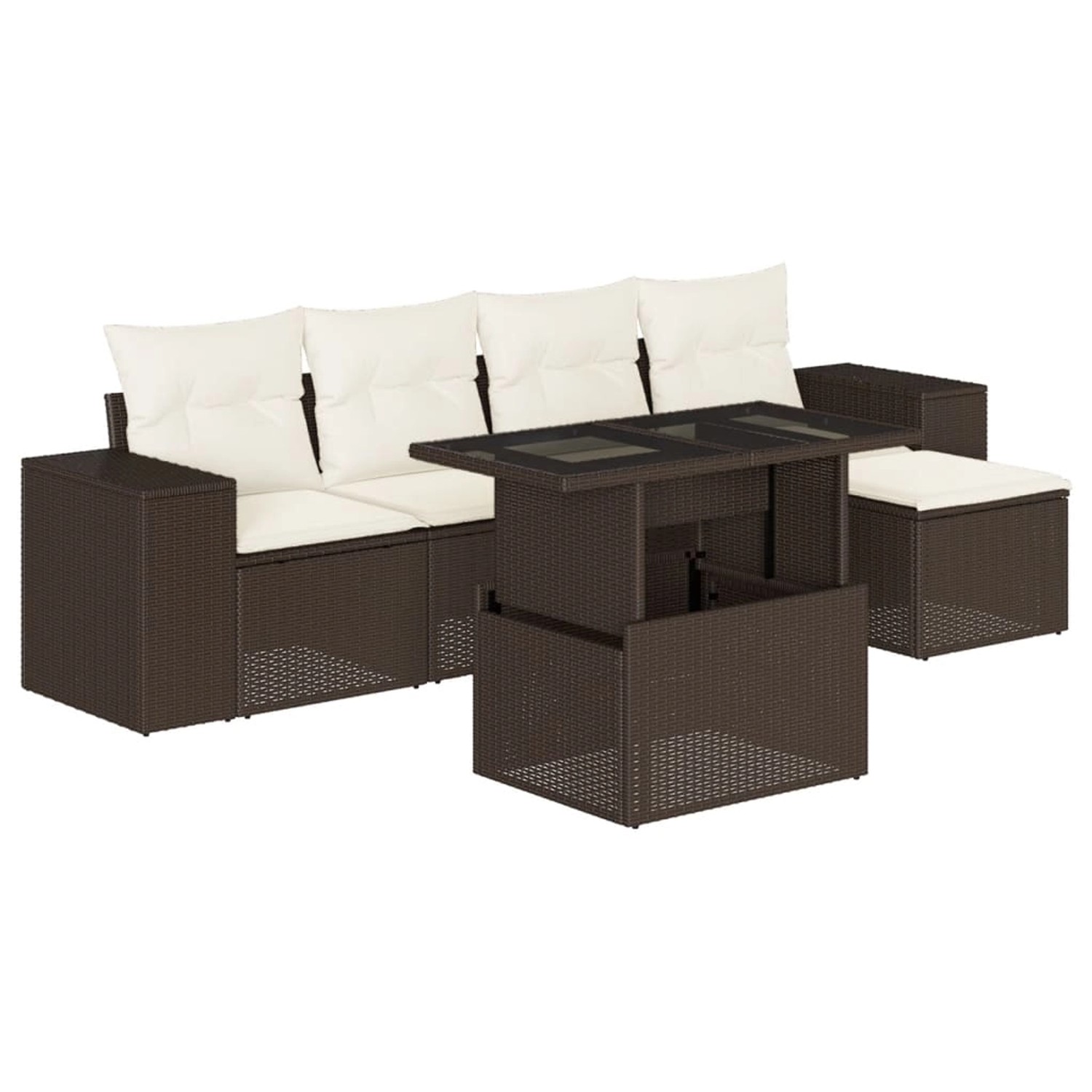 vidaXL 6-Tlg Garten-Sofagarnitur mit Kissen Braun Poly Rattan 3269133 günstig online kaufen