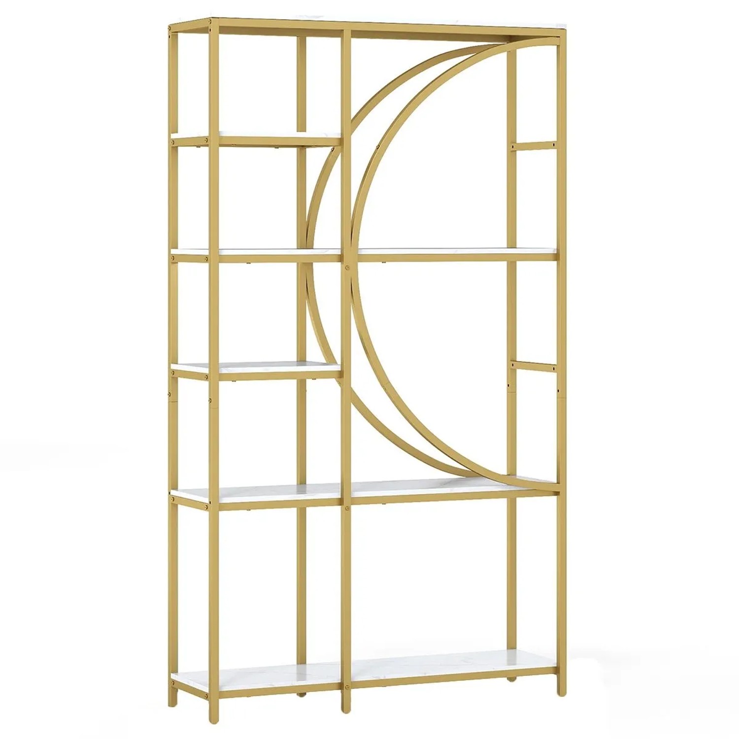 Costway Geometrisches Bücherregal Holz & Metall Weiß 100 x 30 x 177 cm günstig online kaufen