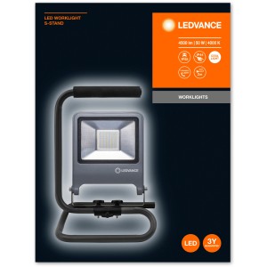 Ledvance LED-Baustrahler Worklight S-Stand 50W, kaltweißes Arbeitslicht mit Tragegriff.