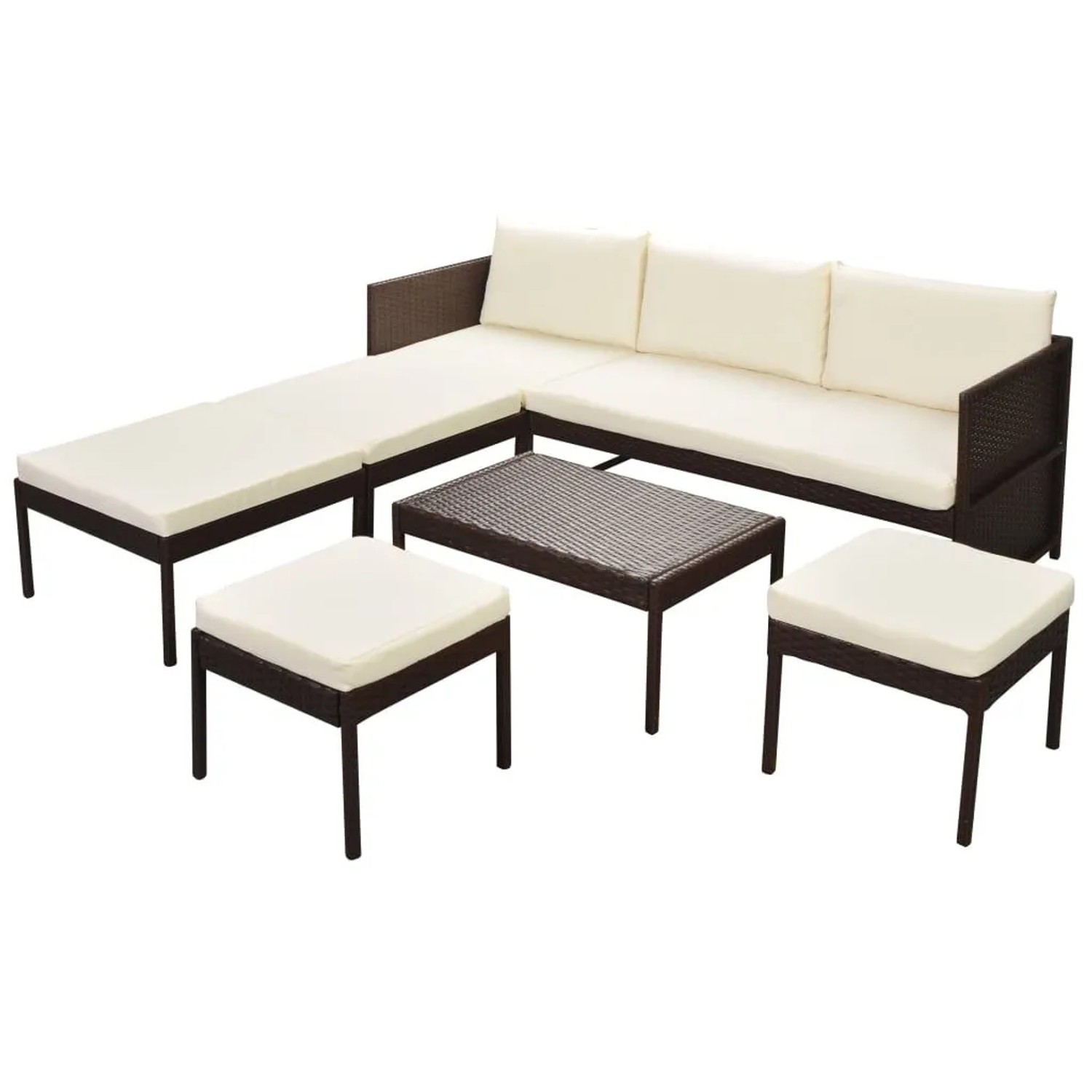 Furnicato 6-tlg Garten-lounge-set Mit Auflagen Poly Rattan Braun