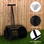 Monstershop Garten Kompoststreuer, schwarz, mit ausziehbarem Griff und Gartenhandschuhen.