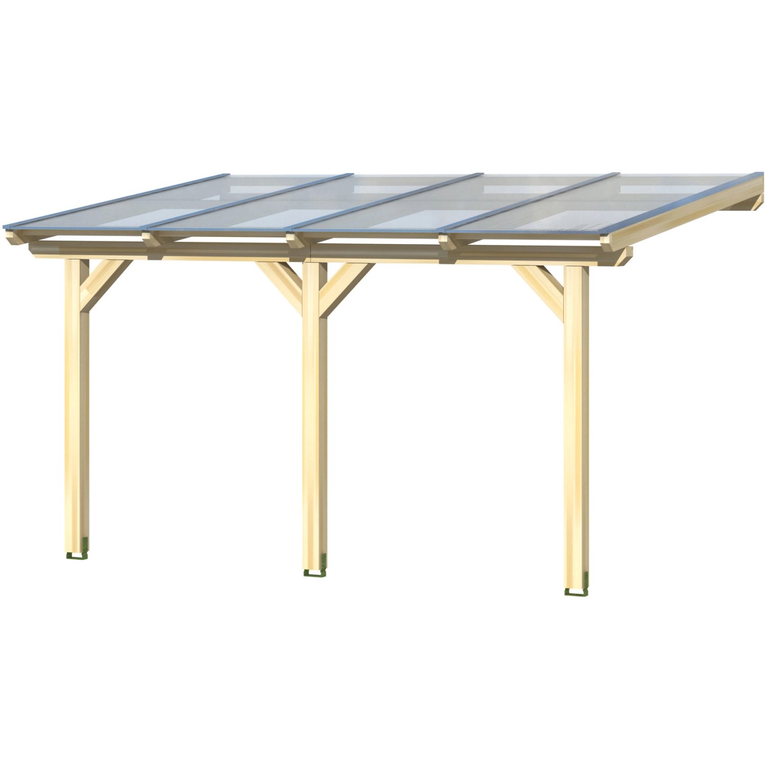 Skan Holz Terrassenüberdachung Andria, 434x350 cm, Leimholz weiß mit Polycarbonat-Doppelstegplatten.