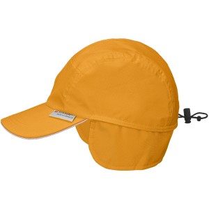 Orangefarbene, gefütterte Herren-Cap von Terratrend mit Ohrenklappen, Größe 55/56.