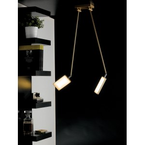 Moderne LED-Deckenleuchte Book-PL-ORO, 2-flammig, goldfarben, mit zwei schwenkbaren Leuchtköpfen.