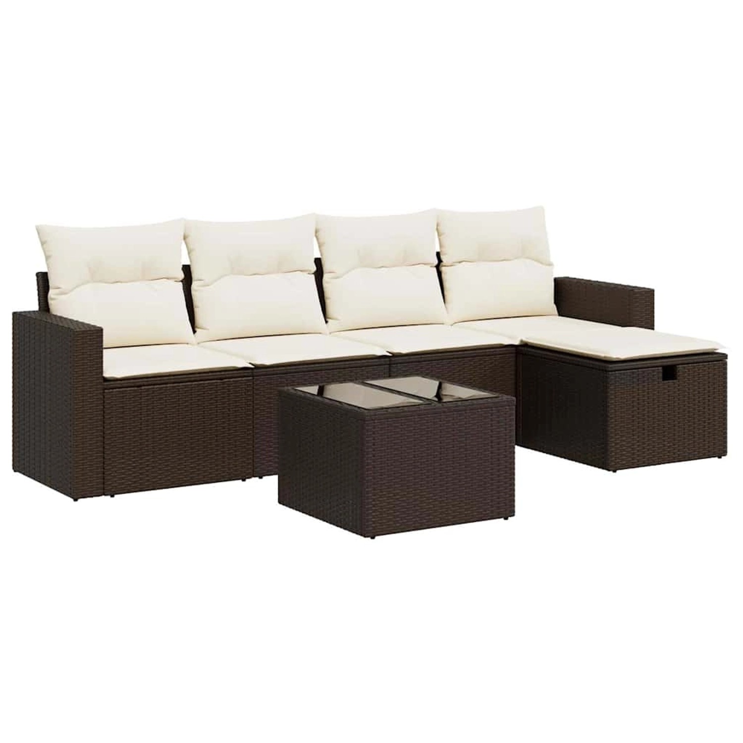 vidaXL 6-Tlg Garten-Sofagarnitur mit Kissen Braun Poly Rattan 3325379 günstig online kaufen