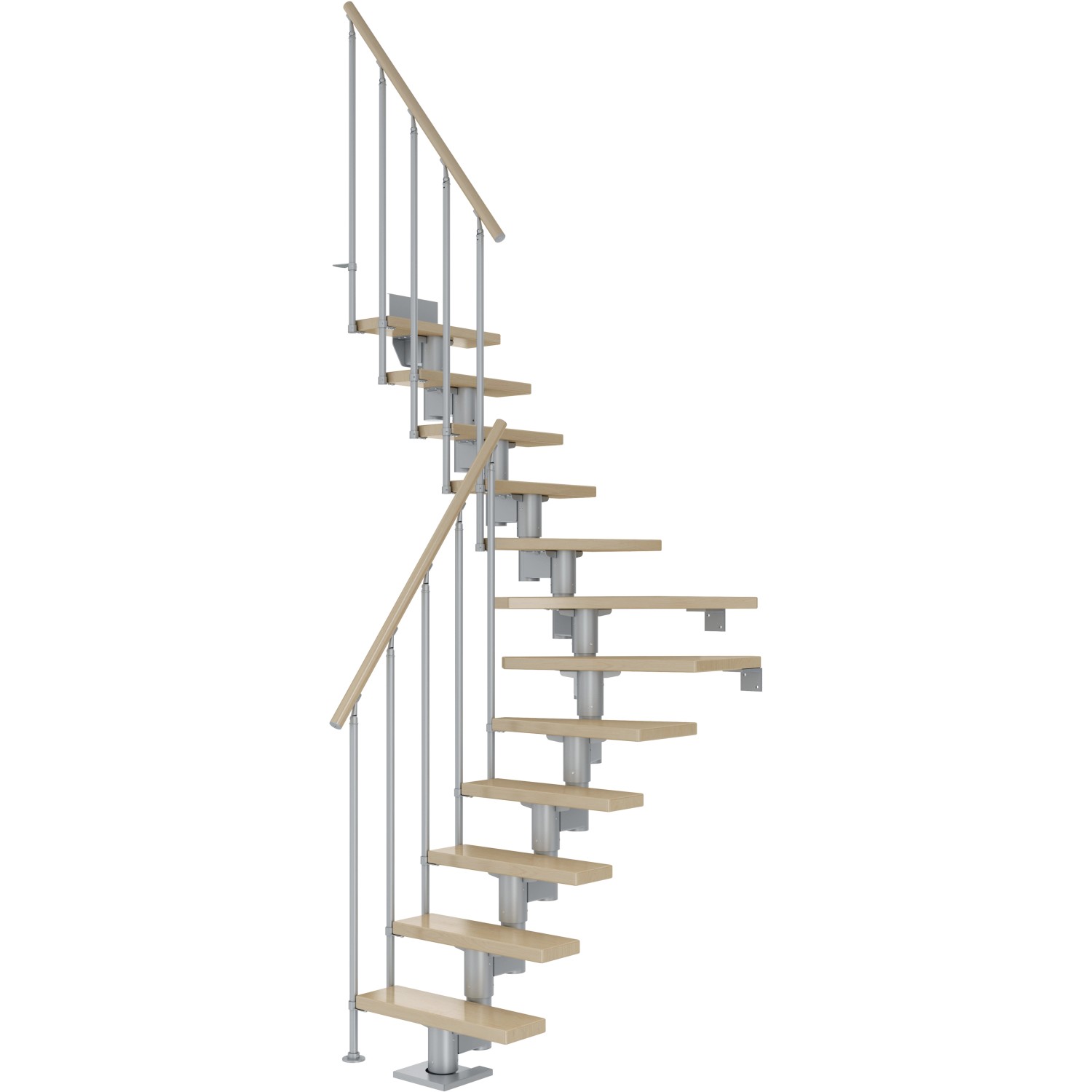 Dolle Mittelholmtreppe Dublin Ahorn Perlgrau GH bis 292 cm 1/4 Gewendelt 65 günstig online kaufen