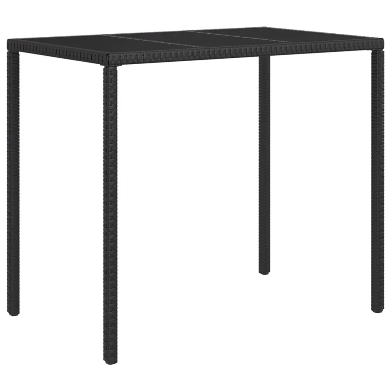 Schwarzer vidaXL Gartentisch aus Rattan und Stahl, Teil eines 4-tlg. Lounge-Sets.