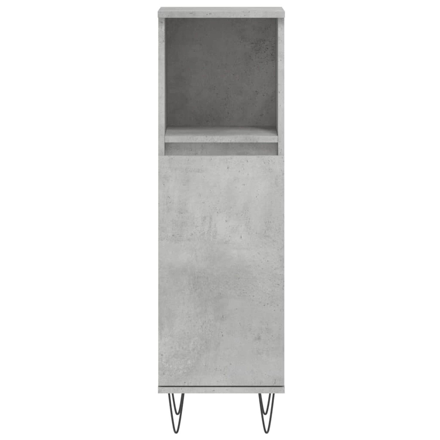 vidaXL Badmöbel-Set, 3-teilig, Betongrau, Holzwerkstoff. Badschrank hoch, niedrig und Waschbeckenunterschrank.