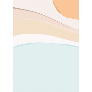 Komar Vlies Fototapete Vague, abstraktes Design mit sanften Farbverläufen in Beige und Blau.