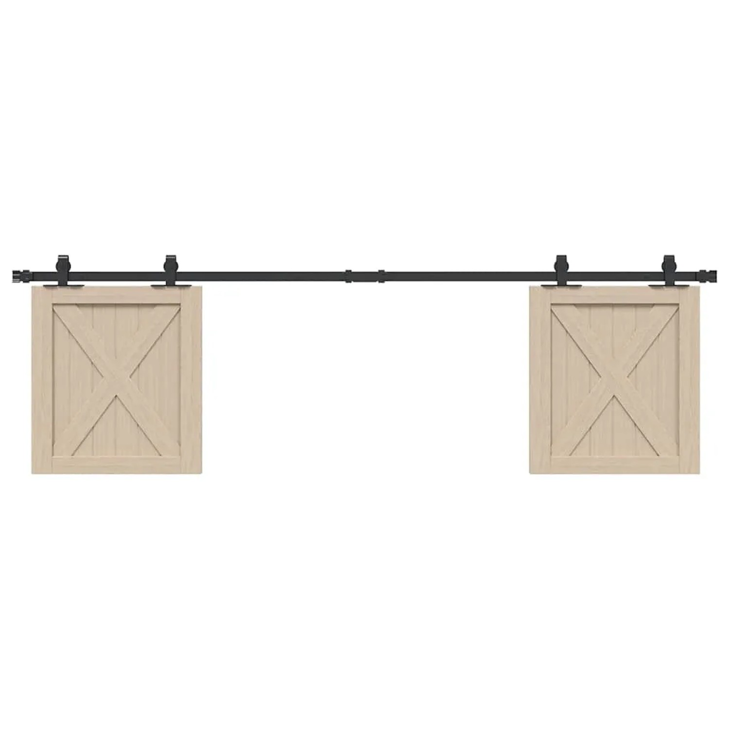 vidaXL Schiebetürbeschlag Set, 183 cm, Karbonstahl, für Schranktüren.
