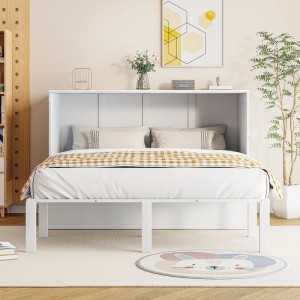 okwish Schrankbett 140x200cm mit Lattenrost Wandbett Schlafzimmer Weiß ohne Matratze