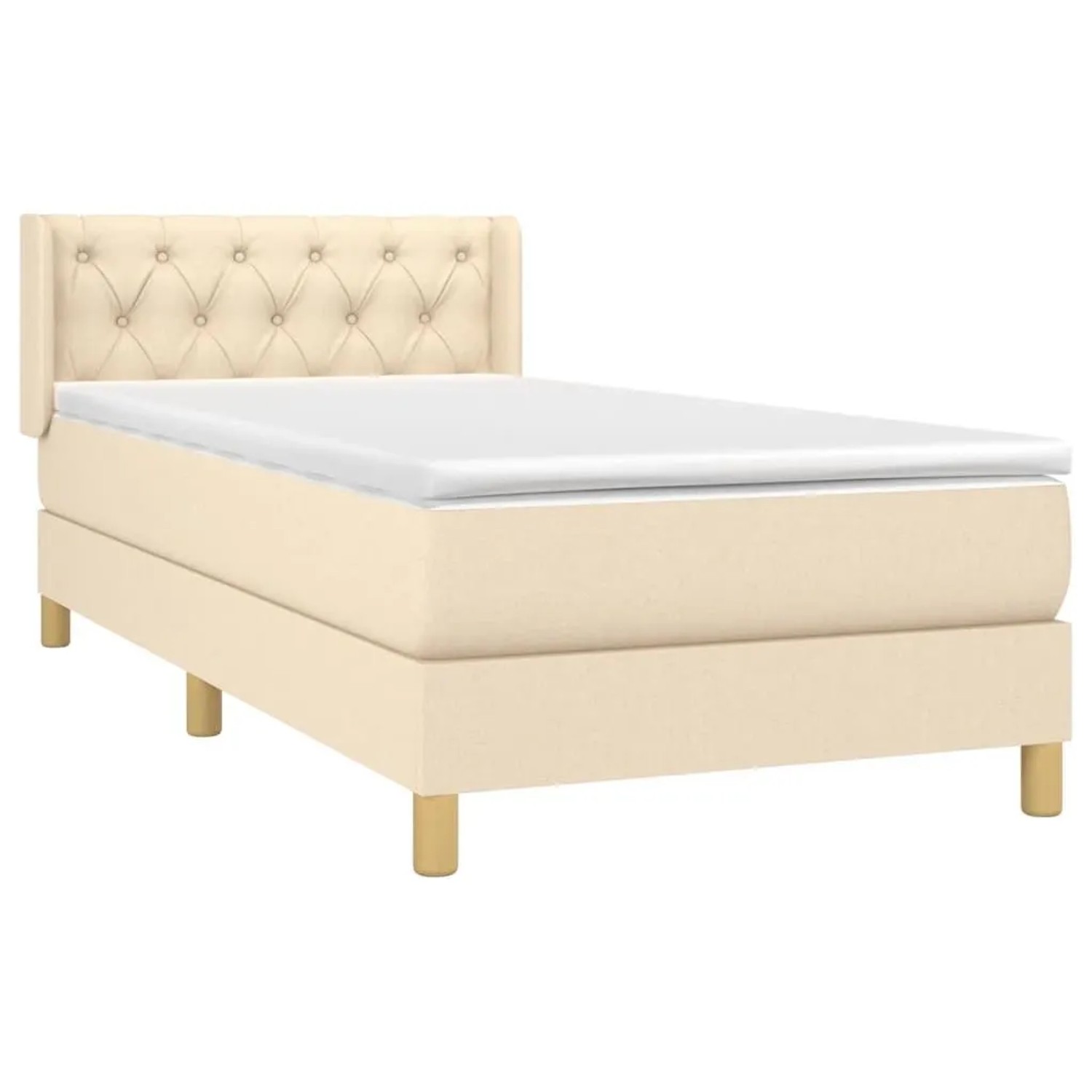 vidaXL Boxspringbett mit Matratze Creme 80x200 cm Stoff 3130470