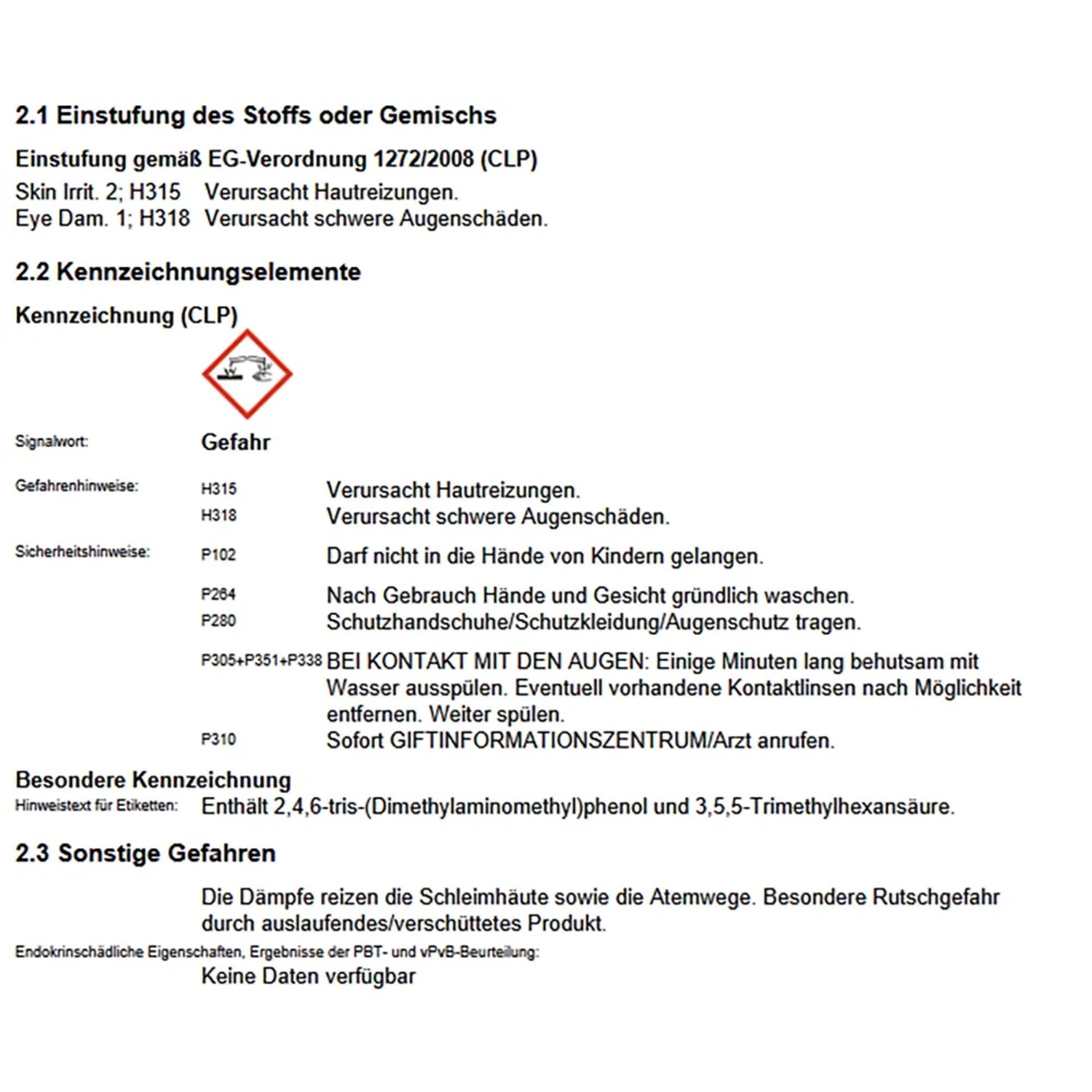 Sicherheitsdatenblatt: Gefahrenhinweise und Sicherheitsratschläge für chemische Produkte.