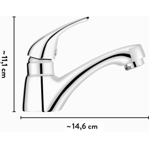 baliv Kaltwasserventil KV-4050 Chrom, Waschtischarmatur mit geschwungenem Auslauf.