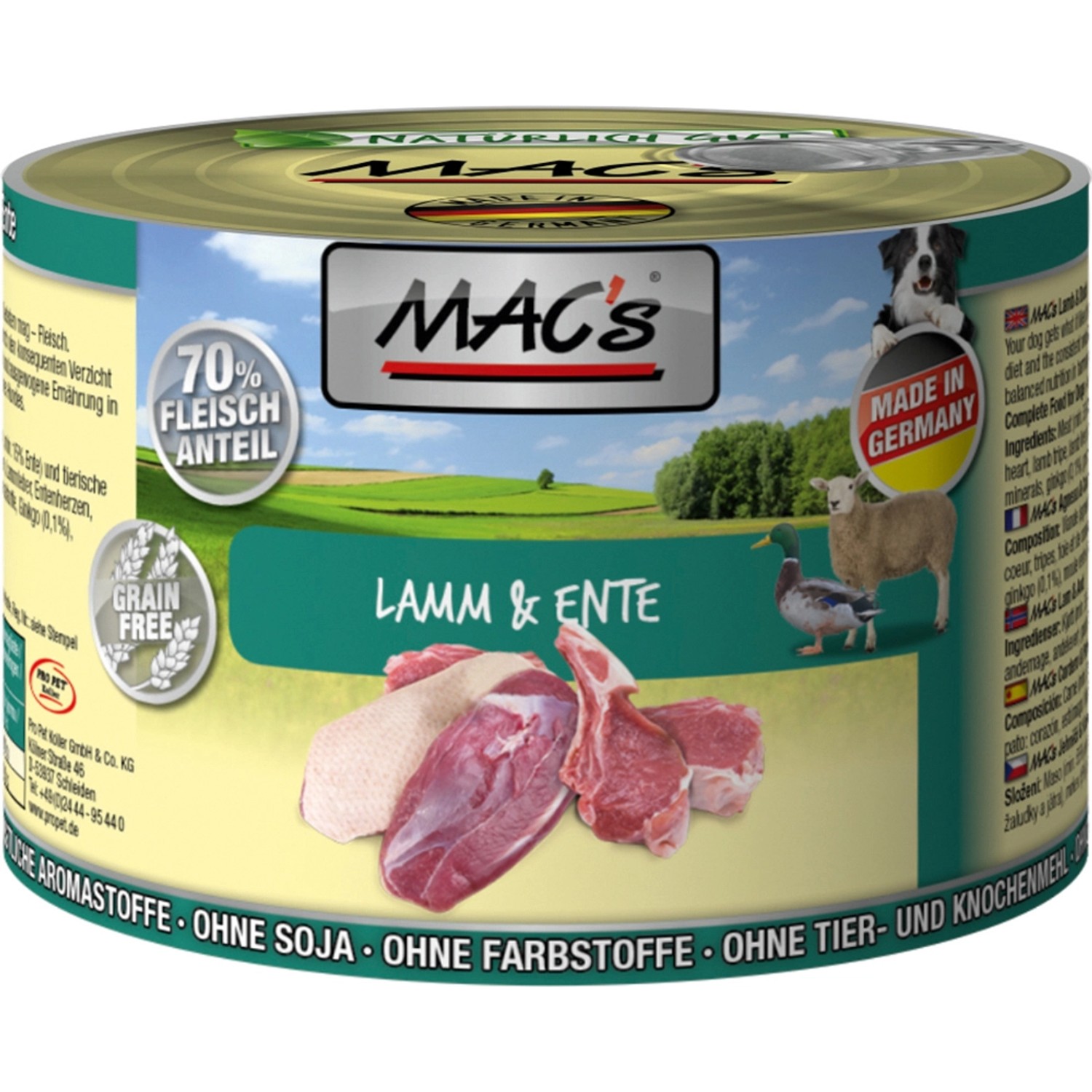 Mac's Hunde-Nassfutter Lamm und Ente 200 g