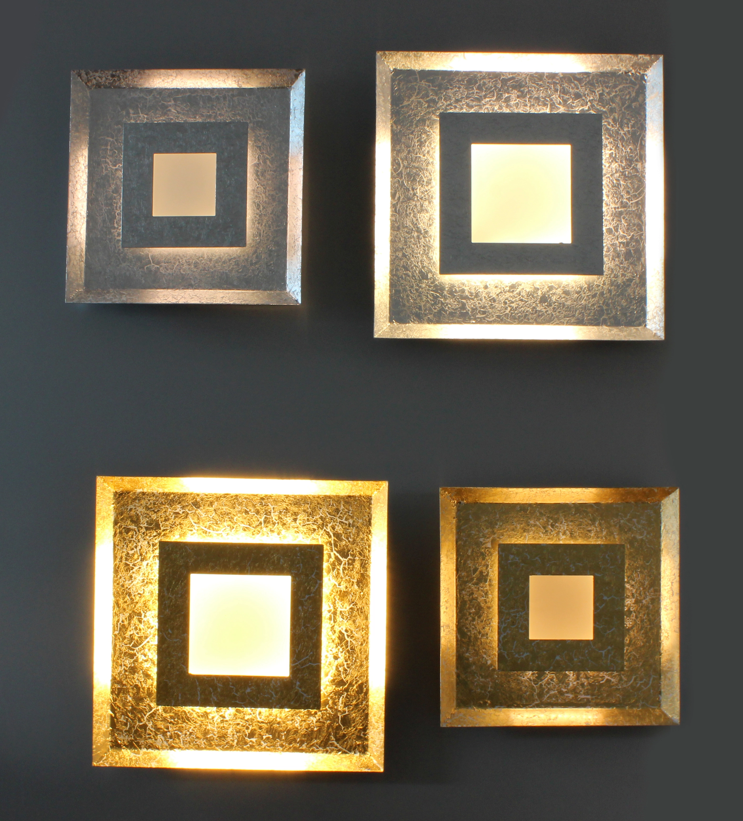 Luce Design LED-Wandleuchte Window Gold 39 cm x 39 cm | Wandleuchten