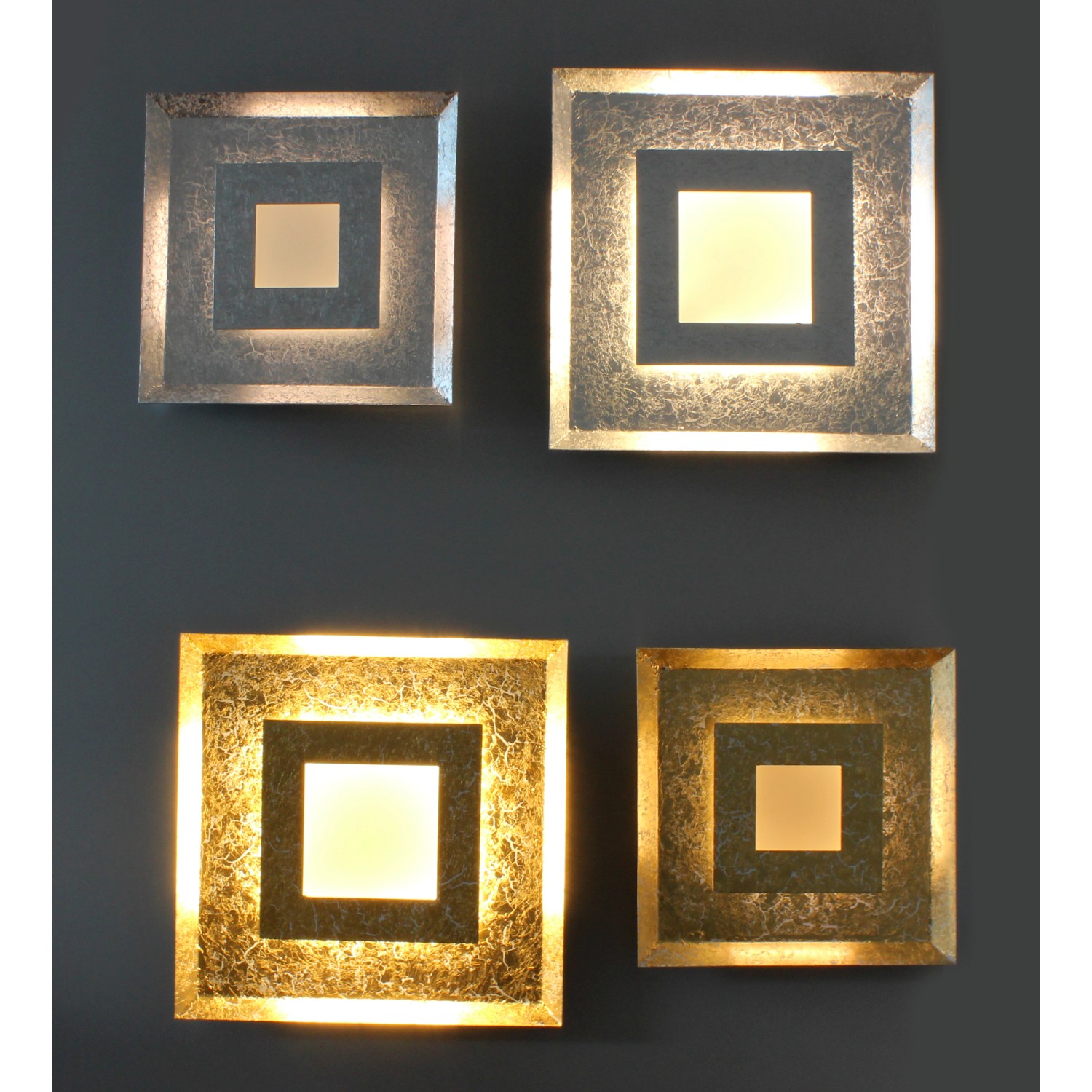 Luce Design LED-Wandleuchte Window Gold 39 cm x 39 cm