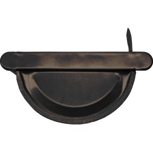 Braunes Rinnenendstück rechts, NW 100, RAL 8028 für Metall-Dachrinnen.