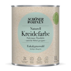 Schöner Wohnen Kreidefarbe Naturell Eukalyptuswald, 1 Liter Dose. Pudermatte Wandfarbe.